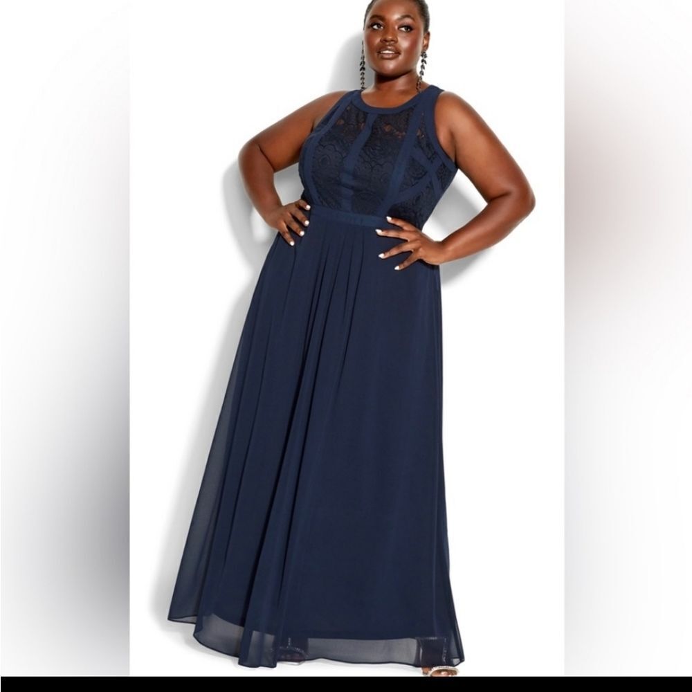 City Chic Plus Size Paneled Bodice Maxi Dress